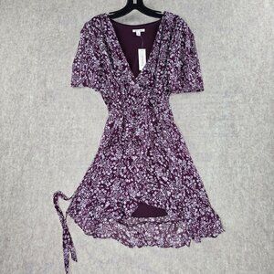 Floral Print Wrap Dress By Francescas In Wine Color